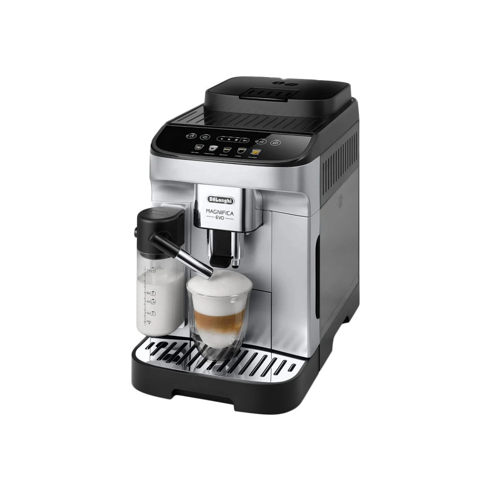 Magnifica Evo ECAM290.61.SB Kaffeevollautomat mit LatteCrema Milchsystem, 7 Direktwahltasten, 2-Tassen-Funktion, Silber/Schwarz